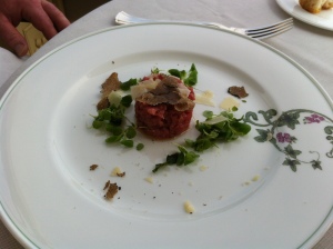Veal tartar with black truffles and parmigiano