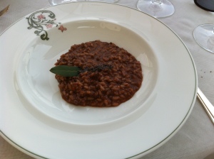 Rissotto cooked in Barolo with sausage from Bra